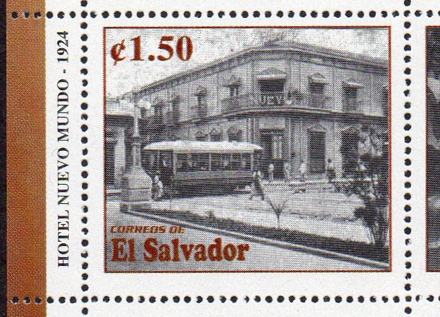sellos timbres-poste Briefmarken stamps El Salvador 200 Millennium issue battery-powered Tram Trolley Tranvia National Hotel Nuevo 